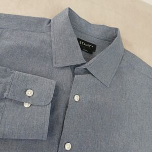 Stantt Canal XL Mens Shirt 24x28 Button Up Long Sleeve Long Staple Cotton